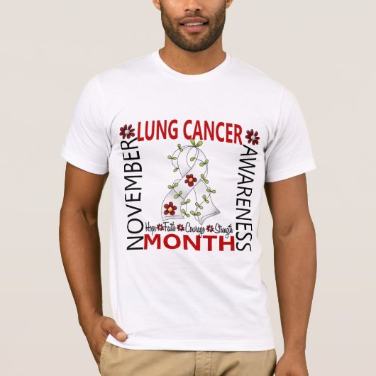 肺癌の認識度月の花のリボン4 Tシャツ (正面)