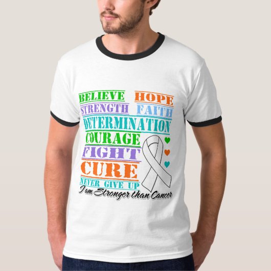 肺癌は強さの決定を信じます Tシャツ (正面)
