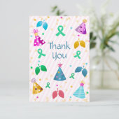 肺移植ピンクストライプ色 サンキューカード (スタンド正面)