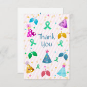 肺移植ピンクストライプ色 サンキューカード (正面/裏面)