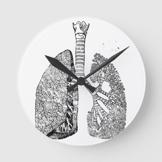 肺芸術 ラウンド壁時計 (正面)
