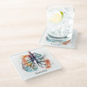 肺、水の色の木のように呼吸 ガラスコースター (アングル)