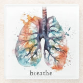 肺、水の色の木のように呼吸 ガラスコースター (正面)