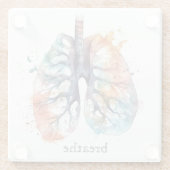 肺、水の色の木のように呼吸 ガラスコースター (裏面)