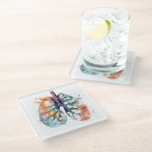 肺、水の色の木のように呼吸 ガラスコースター (アングル)