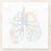 肺、水の色の木のように呼吸 ガラスコースター (裏面)