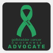 胆嚢がん提唱黒四角ステッカー スクエアシール (正面)