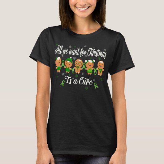 胆嚢癌のためのギンガーブレッドのクリスマスの願い Tシャツ (正面)