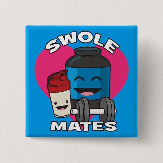 胆汁酸おもしろいボディビル蛋白シェイク 缶バッジ (正面)