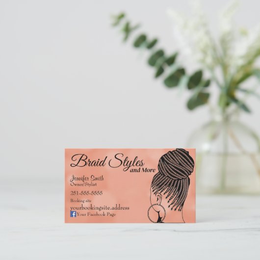 背にサービスを付けた柔らかいピンクの髪 名刺 (スタンド正面)