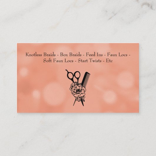 背にサービスを付けた柔らかいピンクの髪 名刺 (裏面)