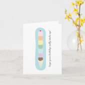 背の高いアイスクリームコーンの誕生日 カード (黄色い花)