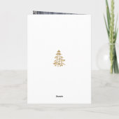 背の高いエレガント金ゴールドグリーンメリークリスマスツリー写真 シーズンカード (裏面)