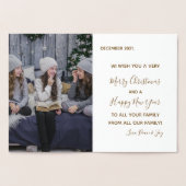 背の高いエレガント金ゴールドグリーンメリークリスマスツリー写真 箔カード (内部)