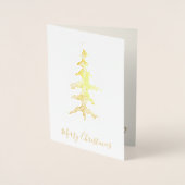 背の高いエレガント金ゴールドメリークリスマスツリーの実在写真 箔カード (正面)