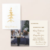 背の高いエレガント金ゴールドメリークリスマスツリーの実在写真 箔カード (ディスプレー)