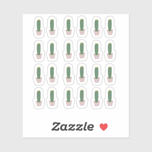 背の高いカクタス 鉢植えの植物 サボテン 砂漠 ステッカー シール (シート)