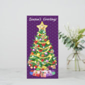 背の高いカスタムクリスマスカードの木と装飾。 サンキューカード (スタンド正面)