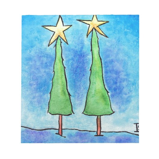 背の高いクリスマスツリー2本 ノートパッド (正面)