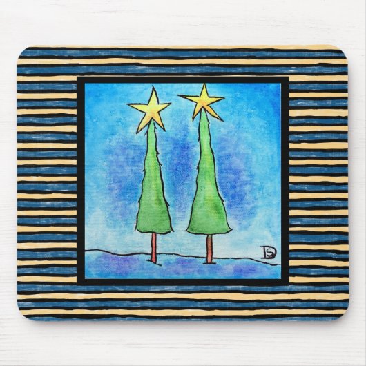 背の高いクリスマスツリー2本 マウスパッド (正面)