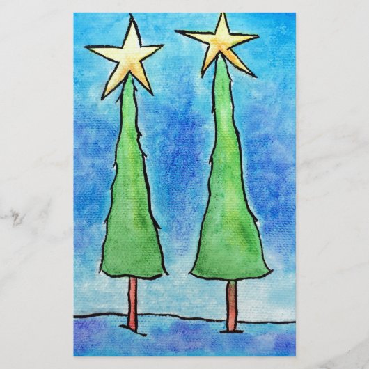 背の高いクリスマスツリー2本 便箋 (正面)