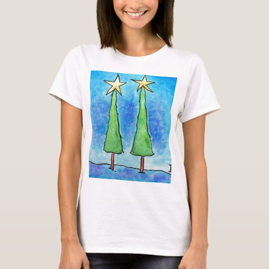 背の高いクリスマスツリー2本 Tシャツ (正面)