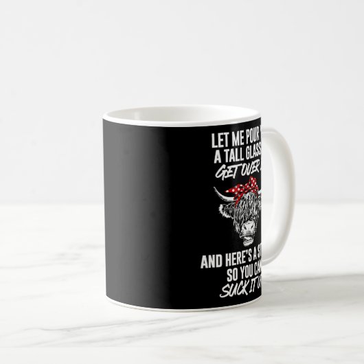 背の高いグラスを注いで牛の肉を取ろう コーヒーマグカップ (正面右)