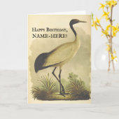背の高いスタンディングバード、ヴィンテージルック誕生日カード カード (黄色い花)