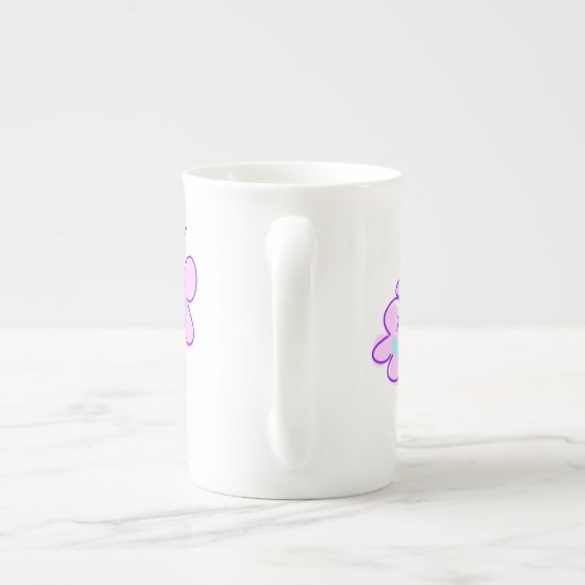 背の高いスリムボーン中国繊細なピンクブーケティーマグカップ ボーンチャイナマグカップ (裏面)