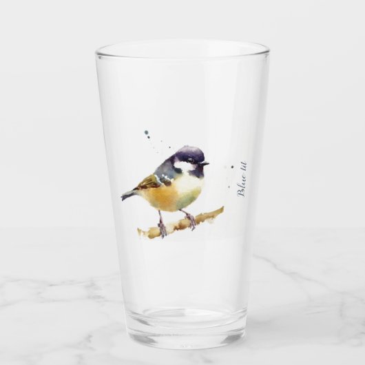 背の高いタンブラーをパーソナライズ – Bluetit タンブラーグラス (正面)