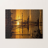 背の高いマスト船と美しいサンディエゴの夕日 ジグソーパズル (横)