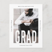 背の高いモダン写真卒業発表 案内ポストカード (正面)