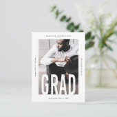 背の高いモダン写真卒業発表 案内ポストカード (スタンド正面)