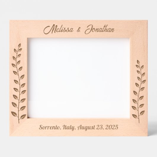 背の高いリースブランチ結婚カップルの記念日10x8 レーザー彫刻フレーム (正面)