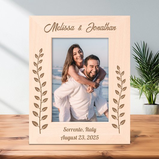 背の高いリースブランチ結婚カップルの記念日5x7 レーザー彫刻フレーム