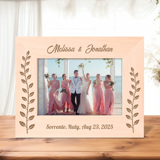 背の高いリースブランチ結婚カップルの記念日7x5 レーザー彫刻フレーム