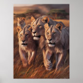 背の高い威厳のある草を徘徊するトリオ ポスター (正面)