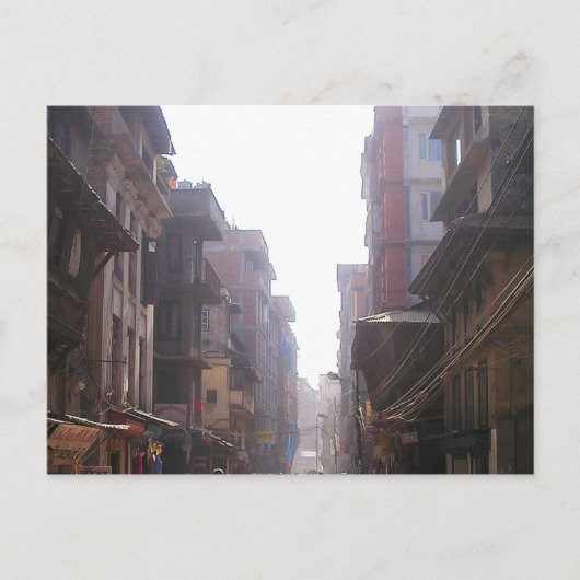 背の高い建物，シティ通り，カトマンズ，ネパール ポストカード (正面)