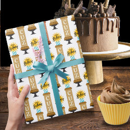 背の高い従兄弟のチョコレート誕生日ケーキ ラッピングペーパー