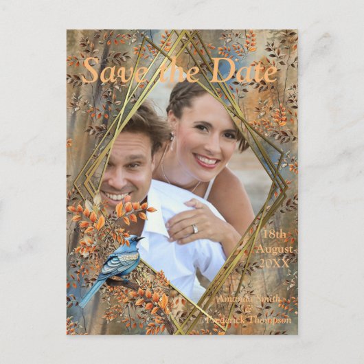 背の高い木、紅葉、ブルーバード。アナウンセメン 案内ポストカード (正面)