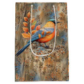 背の高い木、紅葉、ブルーバード。 ミディアムペーパーバッグ (裏面)