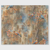 背の高い木、紅葉、ブルーバード。 ラッピングペーパー (フラット)