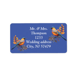 背の高い木、紅葉、ブルーバード。 ラベル