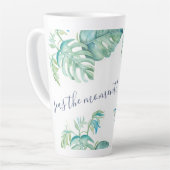 背の高い熱帯ターコイズブルーウォーターカラーウミガメ カフェラテマグ (左アングル)