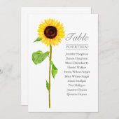 背の高い独身のひまわり結婚のテーブル座席表 招待状 (正面/裏面)