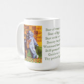 背の高い疑問に思白いマグカップの星 コーヒーマグカップ (正面左)