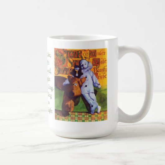 背の高い疑問に思白いマグカップの星 コーヒーマグカップ (右)