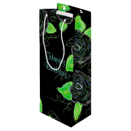 背の高い細い抱き枕イン黒とティール（緑がかった色） ワインギフトバッグ