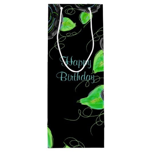 背の高い細い抱き枕イン黒とティール(緑がかった色) ワインギフトバッグ (裏面)