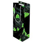 背の高い細い抱き枕イン黒とティール（緑がかった色） ワインギフトバッグ (正面アングル)